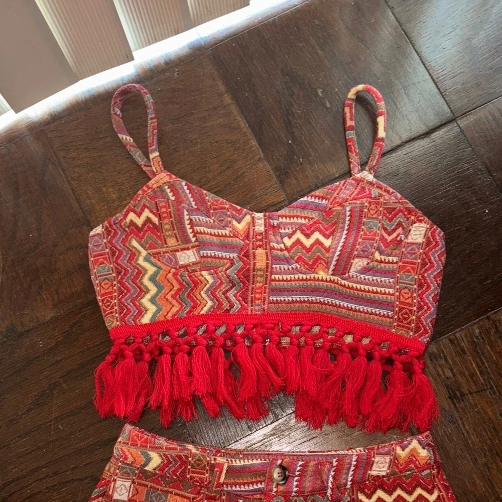Geometric Aztec Fringe cider matching set